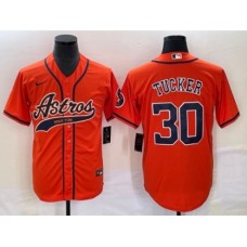 Men's Houston Astros #30 Kyle Tucker Orange Cool Base Stitched Baseball Jersey