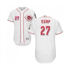 Men's Cincinnati Reds #27 Matt Kemp White Home Flex Base Authentic Collection Baseball Jersey