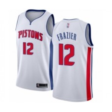 Men's Detroit Pistons #12 Tim Frazier Authentic White Basketball Stitched Jersey - Association Edition