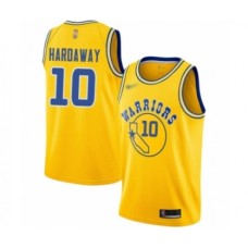 Men's Golden State Warriors #10 Tim Hardaway Authentic Gold Hardwood Classics Basketball Stitched Jersey