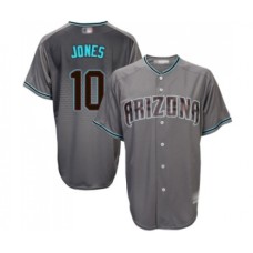 Men's Arizona Diamondbacks #10 Adam Jones Replica Gray Turquoise Cool Base Baseball Jersey