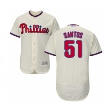 Men's Philadelphia Phillies #51 Enyel De Los Santos Cream Alternate Flex Base Authentic Collection Baseball Player Stitched Jersey