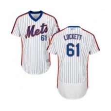 Men's New York Mets #61 Walker Lockett White Alternate Flex Base Authentic Collection Baseball Player Stitched Jersey