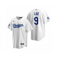 Men's Los Angeles Dodgers #9 Gavin Lux White 2020 World Series Champions Replica Stitched Jersey