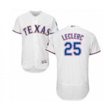 Men's Texas Rangers #25 Jose Leclerc White Home Flex Base Authentic Collection Baseball Player Stitched Jersey