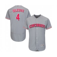 Men's Cincinnati Reds #4 Jose Iglesias Grey Road Flex Base Authentic Collection Baseball Jersey