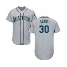 Men's Seattle Mariners #30 Kyle Lewis Grey Road Flex Base Authentic Collection Baseball Player Stitched Jersey