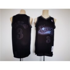 Men's Philadelphia 76ers #3 Allen Iverson Black Throwback basketball Stitched Jersey