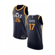 Men's Utah Jazz #17 Ed Davis Authentic Navy Blue Basketball Jersey - Icon Edition