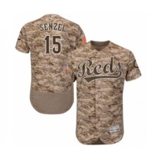 Men's Cincinnati Reds #15 Nick Senzel Replica Camo Alternate Cool Base Baseball Jersey