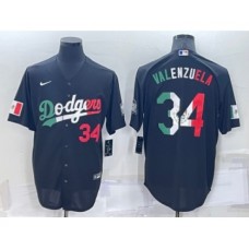 Men's Los Angeles Dodgers #34 Toro Valenzuela Mexico Black Cool Base Stitched Baseball Jersey