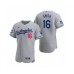 Men's Los Angeles Dodgers #16 Will Smith Gray 2020 World Series Champions Road Authentic Stitched Jersey