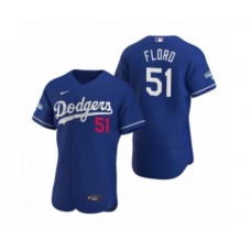 Men's Los Angeles Dodgers #51 Dylan Floro Royal 2020 World Series Champions Authentic Stitched Jersey