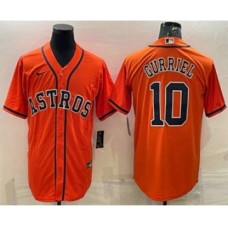 Men's Houston Astros #10 Yuli Gurriel Orange Stitched MLB Cool Base Nike Jersey