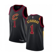 Men's Cleveland Cavaliers #1 Nik Stauskas Authentic Black Basketball Jersey Statement Edition