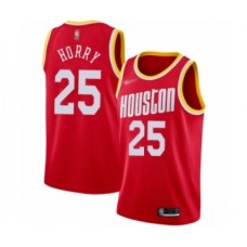 Men's Houston Rockets #25 Robert Horry Authentic Red Hardwood Classics Finished Basketball Stitched Jersey