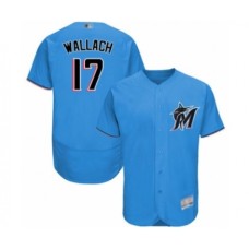 Men's Miami Marlins #17 Chad Wallach Blue Alternate Flex Base Authentic Collection Baseball Player Stitched Jersey