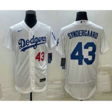 Men's Los Angeles Dodgers #43 Noah Syndergaard Number White Flex Base Stitched Baseball Jersey