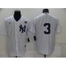 Men's New York Yankees #3 Babe Ruth White No Name Stitched Rose Nike Cool Base Throwback Jersey