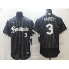 Men's Chicago White Sox #3 Harold Baines Replica Black Alternate Home Stitched Jersey