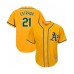 Men's Oakland Athletics #21 Marco Estrada Replica Gold Alternate 2 Cool Base Baseball Jersey