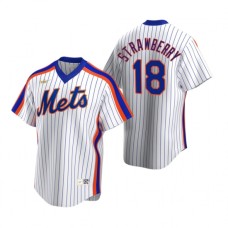 Men's Nike New York Mets #18 Darryl Strawberry White Cooperstown Collection Home Stitched Baseball Jersey