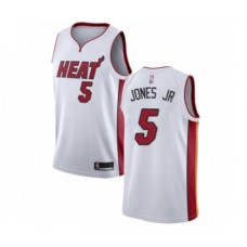 Men's Miami Heat #5 Derrick Jones Jr Authentic White Basketball Stitched Jersey - Association Edition