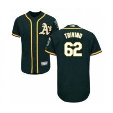 Men's Oakland Athletics #62 Lou Trivino Green Alternate Flex Base Authentic Collection Baseball Player Stitched Jersey