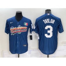 Men's Los Angeles Dodgers #3 Chris Taylor Rainbow Blue Red Pinstripe Mexico Cool Base Nike Stitched Jersey