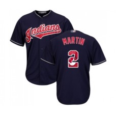 Men's Cleveland Indians #2 Leonys Martin Authentic Navy Blue Team Logo Fashion Cool Base Baseball Jersey