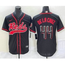 Men's Nike Cincinnati Reds #44 Elly De La Cruz Black Cool Base Stitched Baseball Jersey