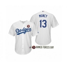 Men's 2019 Armed Forces Day Max Muncy #13 Los Angeles Dodgers White Stitched Jersey