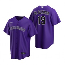 Men's Nike Colorado Rockies #19 Charlie Blackmon Purple Alternate Stitched Baseball Jersey