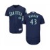 Men's Seattle Mariners #43 Art Warren Navy Blue Alternate Flex Base Authentic Collection Baseball Player Stitched Jersey