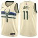 Men's Nike Milwaukee Bucks #11 Brook Lopez Swingman Cream NBA Jersey - City Edition