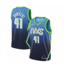 Men's Dallas Mavericks #41 Dirk Nowitzki Swingman Blue Basketball Stitched Jersey - 2019 20 City Edition