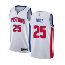 Men's Detroit Pistons #25 Derrick Rose Authentic White Basketball Stitched Jersey - Association Edition