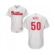 Men's Philadelphia Phillies #50 Hector Neris White Home Flex Base Authentic Collection Baseball Jersey