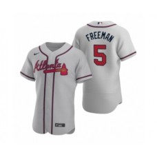 Men's Atlanta Braves #5 Freddie Freeman Nike Gray Authentic 2020 Road Stitched Jersey