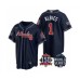 Men's Atlanta Braves #1 Ozzie Albies 2021 Navy World Series With 150th Anniversary Patch Cool Base Baseball Stitched Jersey