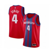 Men's Detroit Pistons #4 Joe Dumars Swingman Red Basketball Stitched Jersey - 2019 20 City Edition