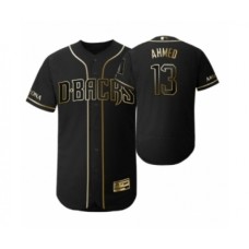 Men's 2019 Golden Edition Arizona Diamondbacks Black #13 Nick Ahmed Flex Base Stitched Jersey