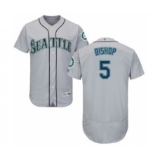 Men's Seattle Mariners #5 Braden Bishop Grey Road Flex Base Authentic Collection Baseball Player Stitched Jersey