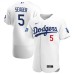 Men's Los Angeles Dodgers #5 Corey Seager Nike Royal 2020 World Series Champions Patch Alternate Replica Stitched Jersey