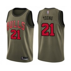 Men's Chicago Bulls #21 Thaddeus Young Swingman Green Salute to Service Basketball Jersey