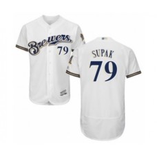 Men's Milwaukee Brewers #79 Trey Supak White Alternate Flex Base Authentic Collection Baseball Player Stitched Jersey