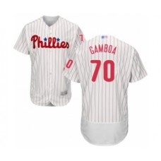 Men's Philadelphia Phillies #70 Arquimedes Gamboa White Home Flex Base Authentic Collection Baseball Player Stitched Jersey