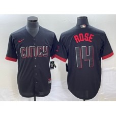 Men's Cincinnati Reds #14 Pete Rose Black 2023 City Connect Cool Base Stitched Jersey