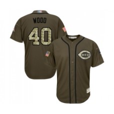 Men's Cincinnati Reds #40 Alex Wood Authentic Green Salute to Service Baseball Jersey