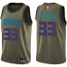 Men's Nike Charlotte Hornets #33 Alonzo Mourning Green Salute to Service NBA Swingman Jersey